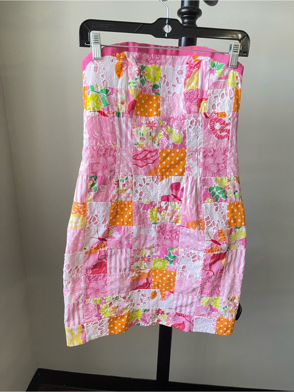 Lilly Pulitzer Womens Strapless Patchwork Dress Size 4 Multicolor Vintage